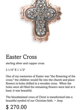 Sterling Silver and Copper Floral Cross Necklace Pendant - Copper and Silver